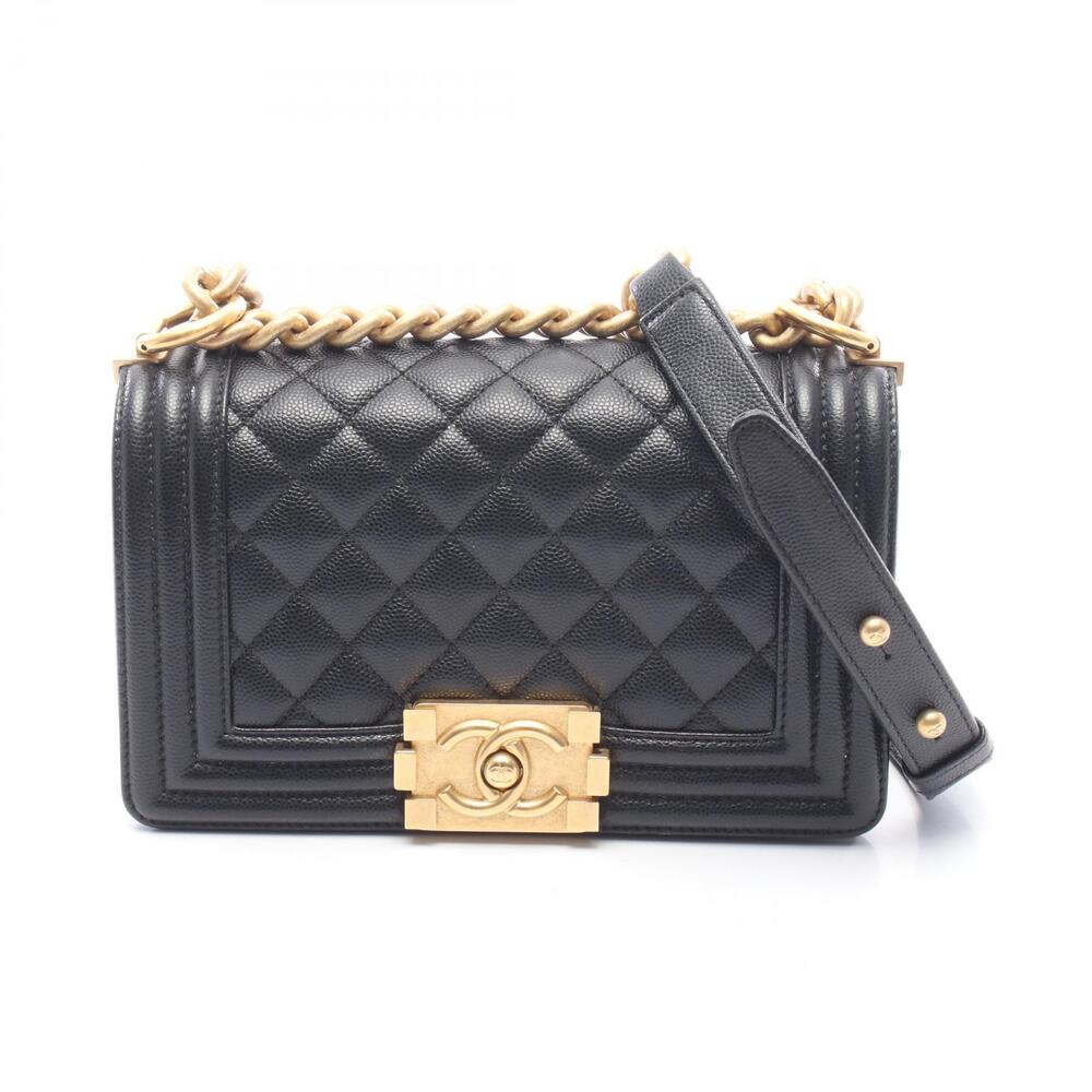 Chanel Boy Shoulder Bag Caviar Leather Grained Calfskin Black
